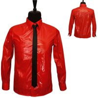 Wholesale Classic MJ In Memory of Michael Jackson Red Patent Leather Dangerous BAD Jam Shirt For Party Gift Halloween