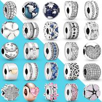 Wholesale Clip Charms Sterling Silver Stopper Fit Original Pandora Charms Bracelet DIY Women Jewelry Gift Bangles Accessories