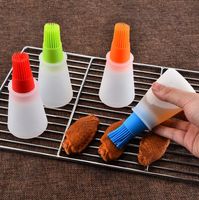 Wholesale Portable Silicone Oil Bottle with Brush Grill Oil Brushes Liquid Oil Pastry Kitchen Baking BBQ Tool Kitchen Tools for BBQ Colors