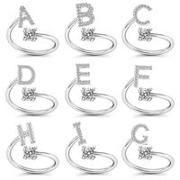 Wholesale A Z Letter Ring Zircon Initials Name Open Rings for Women Alphabet Party Adjustable Rings for Girl Fashion Jewelry Wedding Gift