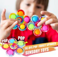 Wholesale Etrue Pop Up It Fidget Spinner Tie Dye Simple Dimple Fidgetes Toys Push Bubble Fidgets Popper Spinners Sensory Toy Stress Relieve