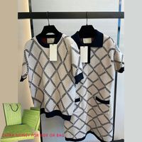 Wholesale Womens Knitted Dress Fashion Casual Short Sleeve Crew Neck Top with Diamond Check Pattern Date Sweet Dresses