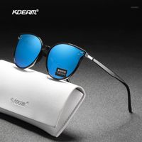Wholesale Soft TR90 Material Women Sunglasses Cat Eye Polarized UV400 Mirror Sun Glasses Round Black Shades With Leather Case