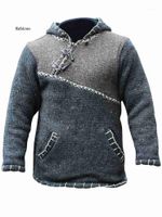 Wholesale Men s Sweaters Men Knitted Sweater Hoodie Pullover Jumper Streetwear Cropped Fall Trendy Spliced Plus Size Stitching Hooded Sweatshirt