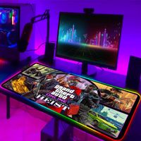 Wholesale Mouse Pads Wrist Rests Grand Theft Auto RGB Pad Gamer Accessories Large LED Gaming MousePad XL Desk PC With Backlit Mause Carpet