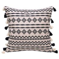 Wholesale Pillow Case Modern Throw Geometry Printed Cushion Cover With Tassels Black Jacquard Print Pillowcase Home Textiles