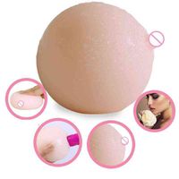 Wholesale 12 cm Soft Big Breast Ball Men Sex Toys Portable D Female Mold Rubber Massager Nipple Touch Male Masturbation Adult With Box Y0106