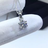 Wholesale Chains Passed Diamond Test Perfect Cut Moissanite S925 Silver D Color VVS Classic Six Pendant Necklace Women Luxury Gift