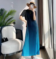 Wholesale Luxury quality Issey Women s Blooses Shirts Miyake Women s pleated slim slim gradient dress