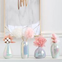 Wholesale Vases Fresh Pink Young Girl Heart Rainbow Pearl Ceramic Vase Creative Living Room Bedroom Light Luxury Home Decoration LC