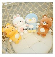 Wholesale 23cm plush dolls cute tiger penguin rabbit bear pillow stress relief toy with women doll