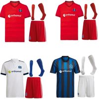 Wholesale top quality Hamburger SV Soccer Jerseys Home White Away Blue HSV MÄNNER KINDER Uniformen MEN Kids kit Socks full sets jersey football shirts Uniforms