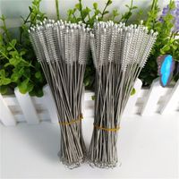 Wholesale 17 cm Stainless Steel Drinking Straws Cleaning Brush Pipe Cleaner Tube Baby Bottle Cup Reusable Household Cleaning Tools V2