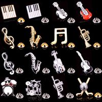 Wholesale High Quality Leisure Rock Music Brooch Drum Saxophone Piano Violin Men s Grade Shirt Suit Lapel Badge Pin Gift