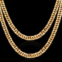 Wholesale 24k Solid Gold Two sided Sequence Sand Cuban Link Chain Necklace inch Real Gold No sqcYUJ whole2019