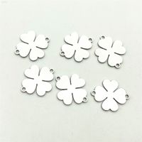 Wholesale 10 p It s Nice Four Sheets Clover Talisman Handmade Stainless Steel Peach Standard Heart Necklace Pendant Diy Jewelry Make Finds