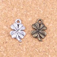 Wholesale 158pcs Antique Silver Plated Bronze Plated lucky irish four leaf clover Charms Pendant DIY Necklace Bracelet Bangle Findings mm