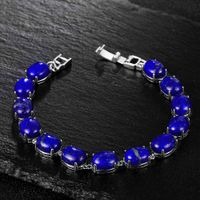 Wholesale S925 Sterling Silver Lapis Tennis Bracelet cm Natural Gemstone Bangle Jewelry Anniversary Gift