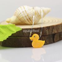 Wholesale 1pc mm OP66 Synthetic Opal Yellow Duck Pendant necklace with cz for duck eye for Gift with factory price wedding dress