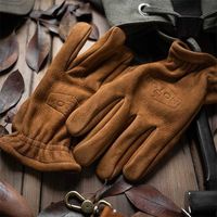 Wholesale Men s Frosted Genuine Leather Gloves Men Motorcycle Riding Full Finger Winter Gloves With Fur Vintage Brown Cowhide Leather NR65