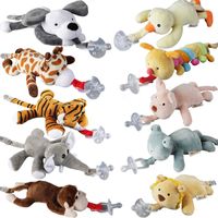 Wholesale 10 Style New silicone animal pacifier with plush toy baby giraffe elephant nipple kids newborn toddler kids Products include pacifiers Y2
