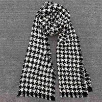 Wholesale 15Net red black and white thousand bird check scarf shawl wool cashmere blended three dimensional fabric widened wool fringe women s scarf
