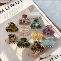 Wholesale Other Hair Jewelry Yamog Korean Women Small Size Floral Clamps Girls Acetic Acid Scrunchies Ponytail Clip Geometric Mti Color Decoration Hea