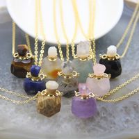 Wholesale Natural Stones Cut Faceted Quartz Perfume Bottle Pendant Healing Crystal Essential Oil Diffuser Necklace Jewelry For Women Gift