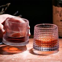 Wholesale 170ML Rotating Glass Wine Glass Creative Tumbler Whisky Glass Beer Cup Home Kitchen Rotatable Juice Mug DHB12643