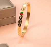Wholesale High quality wide thin mm mm mm large branded name green red Bangle K Rose Gold Silver L Stainless Steel wedding Love Jewelry Women Mens Bracelets