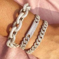 Wholesale 2020 Bling Out Hip Hop Jewelry Gold Cz Thick Heavy Miami Cuban Link Material Iced CZ Chain Bracelet