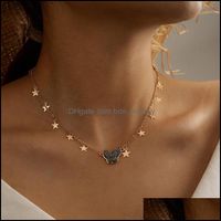 Wholesale Pendant Necklaces Pendants Jewelry Selling K Real Gold Plated Link Chain Tiny Stars Choker Trendy Women Butterfly Charm Necklace Drop De