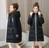 Wholesale 2021 Autumn Winter Keep Warm Women Long Jackets Quilted Puffer Parkas Loose Hooded Warm Solid Color Leisure Coat blue black