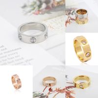 Wholesale Luxury Shiny Rotating Circle Crystal Ring Stainless Steel Rose Gold Love Ring for Women Engagement gift