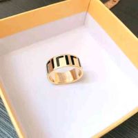 Wholesale Designer Double F Band Rings For Women Mens Powder Armor Fashion Letter Gold Brass Ring Female Accessories High Quality Couple Lover Luxury Jewelry Gift