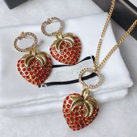 Wholesale Strawberry Necklace Earings Sets Designer Earrings For Women Jewelry Letter G Silver Luxurys Designers Studs pedant Oreilles L