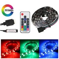 Wholesale Strips V RGB LED Strip Light Flexible For PC Case Computer Ribbon Tape Add Key RF Remote Controller Connector Pin m m