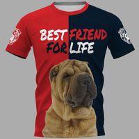 Wholesale CLOOCL Animals Pet Dog Shar Pei Mens T shirts Short Sleeve Men Clothing Unisex Harajuku T Shirts D Print Shirt