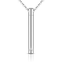Wholesale Pendant Necklaces Stainless Steel Keepsake Jewelry Cylinder With Birthstone Crystal Cremation For Ashes Urn Memorial Gifts