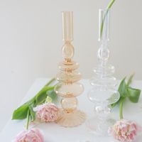 Wholesale Glass Candle Stick Holders Clear Crystal Taper Candles Holder for Buring Candles Led Taper Candle Party and Wedding Centerpieces