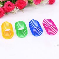Wholesale 4pcs Kitten Cat Toys Colorful Plastic Spring Cat Toys Bouncing Coil Spiral Springs Toy Pet Supplies NHA10765