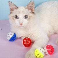 Wholesale Pet Toys Hollow Plastic Cat Colourful Ball Toy With Small Bell Lovable Voice Interactive Tinkle Puppy Playing NHE10583