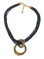 Wholesale Pendant Necklaces Matte Antique Gold Rose Plated Loops Short Necklace With Black Wax Cords For Women And Girls Gifts Inch