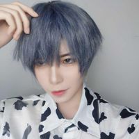 Wholesale Short Wigs Mixed Blue Bangs Straight Synthetic Heat Resistant Men s Hair for Women Cosplay Anime Halloween Party