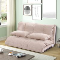 Wholesale Bedroom Furniture Polyester Fabric Chair Adjustable pink Sofa Bed Lounge Floor Mattress Lazy Man Couch with Pillows