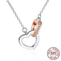 Wholesale White Rose Gold Color Heart shaped Statement Silver Necklaces Women Lab Blue Gemstone Sapphire Pendant Necklace XDZ544