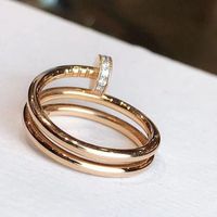 Wholesale logo luxury nail ring for womens stainless steel fashion couple zircon shell valentine christmas gift