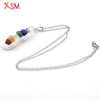 Wholesale Pendant Necklaces XSM Natural White Crystal For Women Men Reiki Chakra Chips Irregular Column Raw Stone Charms Jewelry