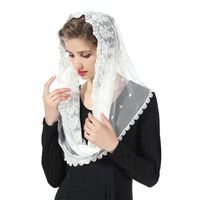 Wholesale Bridal Veils Muslim Infinity Floral Lace Veil Scarf Wedding Bride Chapel Head Covering Wrap Style Latin Mass Mantilla Catholic Hijab
