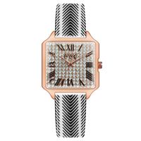 Wholesale Wristwatches Women Diamond Watch Starry Square Dial Bracelet Watches Set Ladies Leather Band Quartz Wristwatch Female Clock Zegarek Damski
